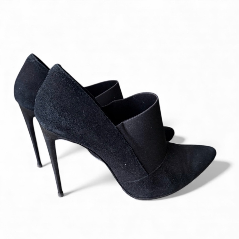 Black Suede Stiletto 8.5 4 Inch Heels Spain Made Shoes Leather European Brand - Picture 2 of 13